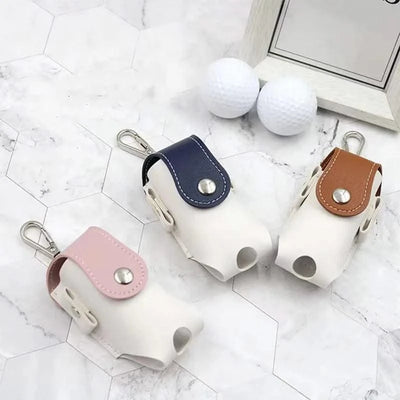 Golf Ball Mini Bag PU Leather with Golf Tees Golf Ball Pouch Hang on Waist Bag Golf Belt Gift for Husband Golf Sport Accessories