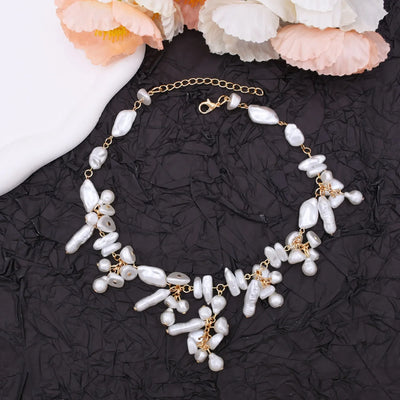 Luxury Baroque Irregularity Pearl Necklace Double Layered Jewelry for Women Fashionable Long Chain Dress Female Accessory Gift