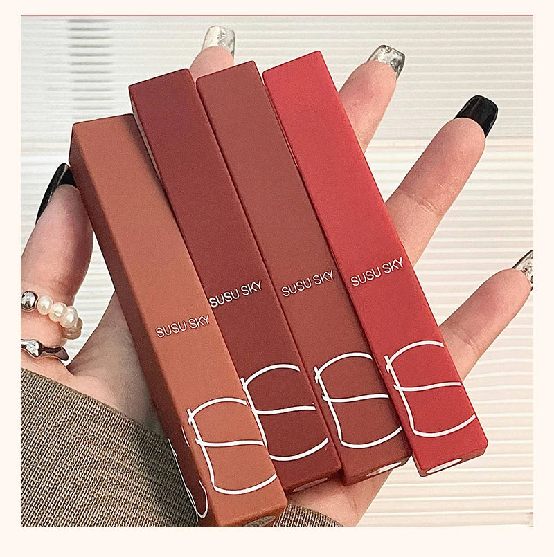 TX010Thin Tube Matte Lipstick, Waterproof and Sweatproof, Does Not Fade Or Remove Makeup, Can Be Used on Both Lips and Cheeks