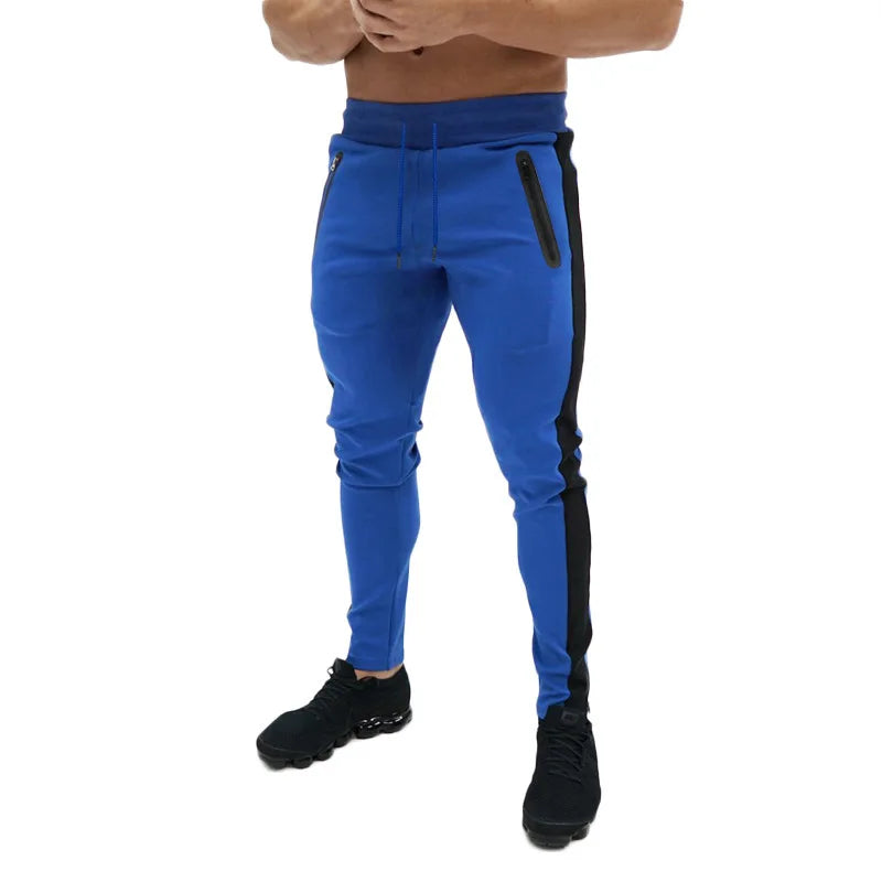 2025 New Men Sweatshirts Jogging Pants Men Casual Pants Men Stylish Color Block Zip Pockets Drawstring Sports Skinny Pants Trous