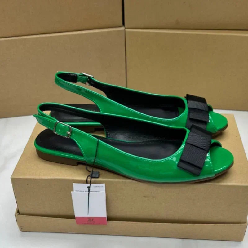 Fashion Shoes for Women 2025 Comfortable Shallow Female Footwear Peep Toe Slingbacks Back Strap Casual Slip on Ladies Flats