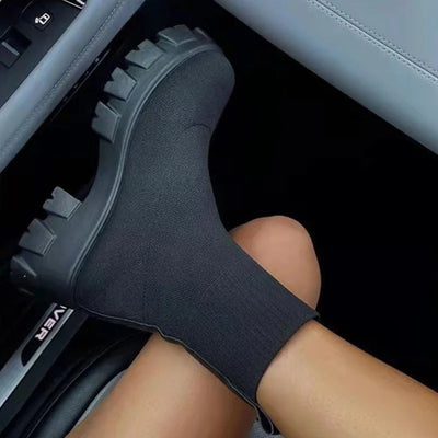 Women Boots Autumn Winter Boots Slip on Knitted Socks Shoes Women 2022 Platform Boots with Heels Botas De Mujer Female Botines