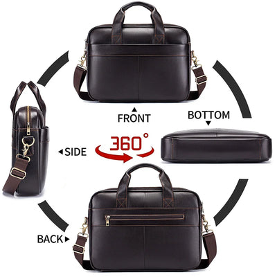 Hot selling men's bags, leather handbags, men's top layer cowhide briefcase, 14 inch computer file bag