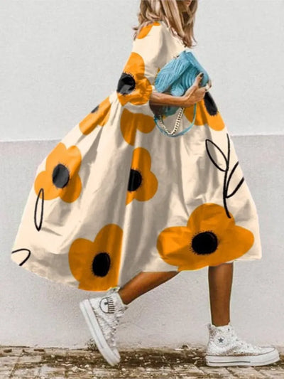 Dresses For Women 2023 Autumn New Loose Color Printed Vestidos Fashion Casua Party Vacation Ladies Bohemian Beach Dress MsChuh