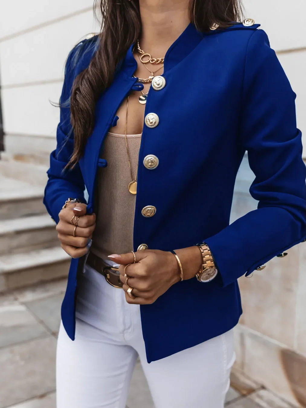 Women's Blazers Long-sleeved Suit Tops Fashion Slim Buttons Casual Sblazer Street Office Coats for Female