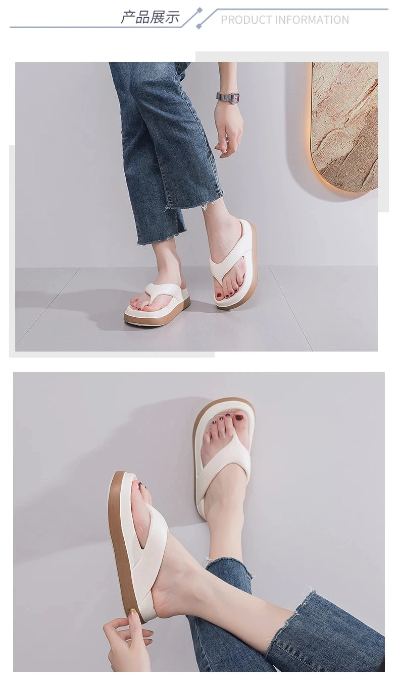 Woman Flip Flops Popular Design Shoes 2025 Trend Casual Platform Sandals Non-slip Outdoor Slippers Unique Features Flat Sandals