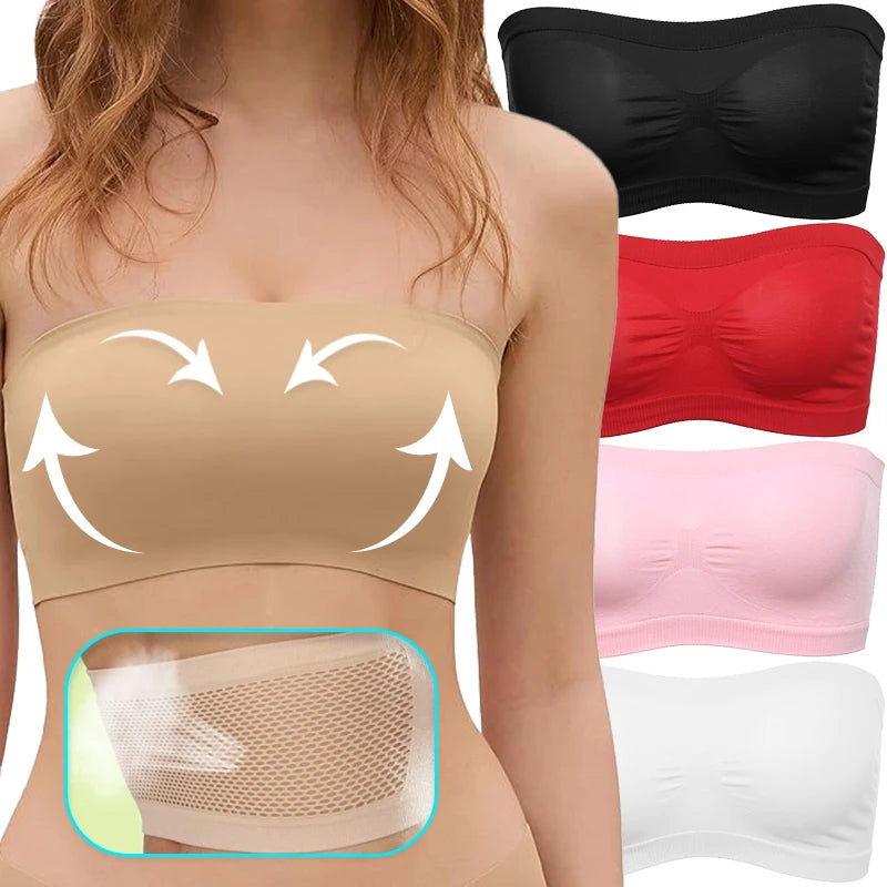 Breathable Strapless Bra for Women Summer Yoga Bustier Female Underwear Back Mesh Bralette Multicolour Lingerie Push Up Bras