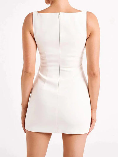 O-Neck Loungewear Mini Dress Women Summer 2024 Sleeveless Button Simple Solid Sweet Ladies Party Dress Streetwear Dropshipping