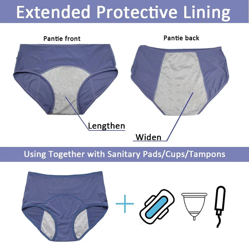 5pcs/Set Leak Proof Menstrual Panties Women Period Underwear Sexy Pants Physiological Underwear Plus Size Waterproof Briefs
