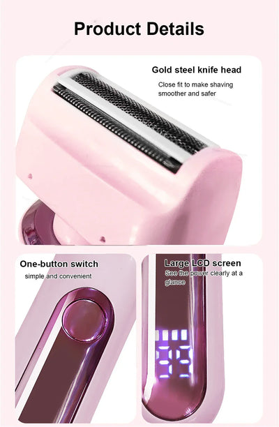 2 in 1 Electric Women Shaver For Bikini Body Leg Armpit Hair Trimmer Dual-Head Ladies Face Mustache Razor Painless Hair Remover