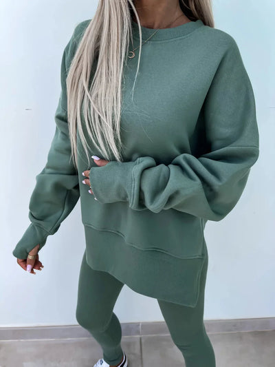 Lounge Sets for Women Two Piece Travel Outfits Sweatsuits Autumn Winter Fashion 2024 Trendy Loose Oversized Tee Tight Trousers