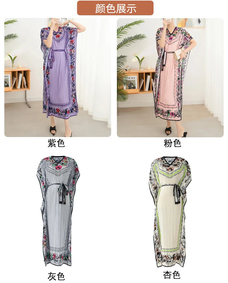 2025 Spring Summer Women's New Sexy One Shoulder Off Shoulder Fashion Red Flower Printed Lace Up Waist Long Swing Dress