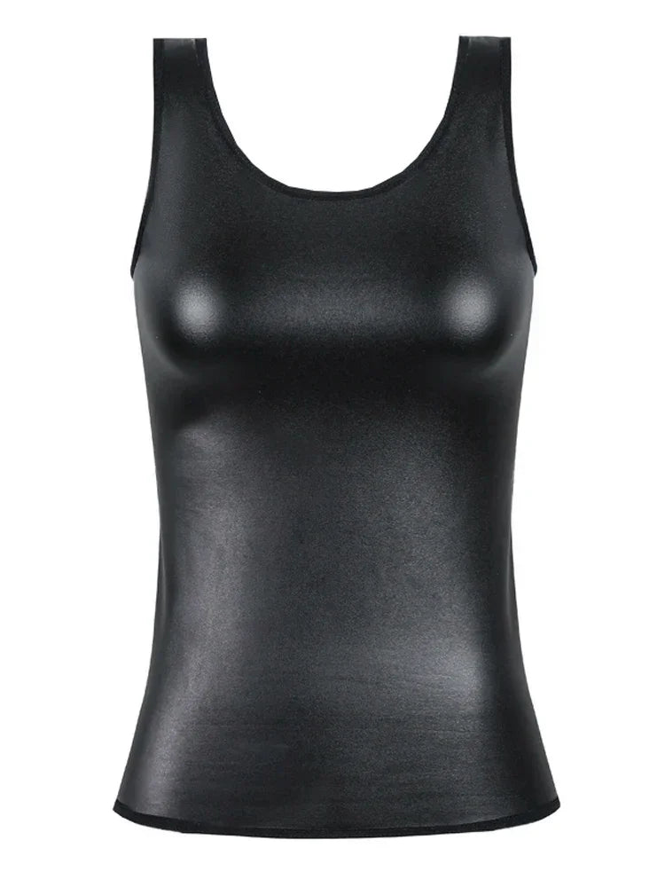 Women Stand collar Leather Long Sleeves Shirt Motorcycle Biker tops Body Shaper Waist Trainer Slim Tshirt Fashion Shapewear tops