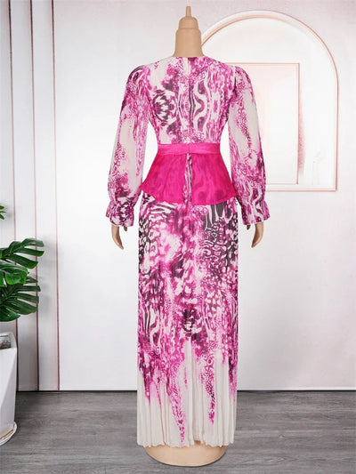 2025 Summer Dresses For Women Dubai African Wedding Party Prom Evening Gown Dashiki Pleated Maxi Robe Office Ladies Clothing