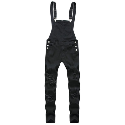 Men's Spring and Autumn Jeans, New Style Retro Casual All-match Ripped Dungarees, Fashionable High Street Trendy Brand Dungarees