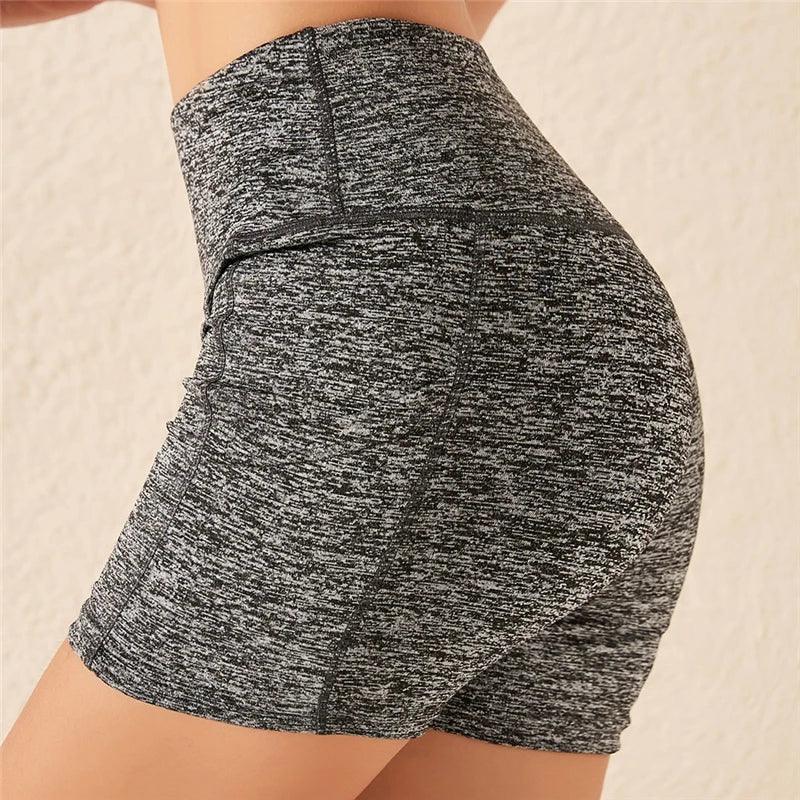 Women's Sports Shorts Biker Short Pocket High Waist Yoga Legging Fitness Tights Women Cycling Athletic Gym Running Yoga Shorts