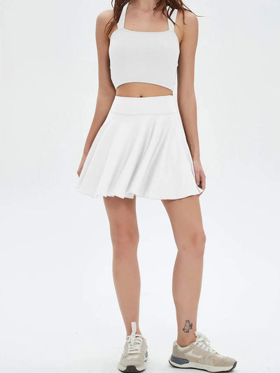 Women's sports high waisted short skirt breathable waistband safety pants and pocket tennis yoga golf mini tennis skirt