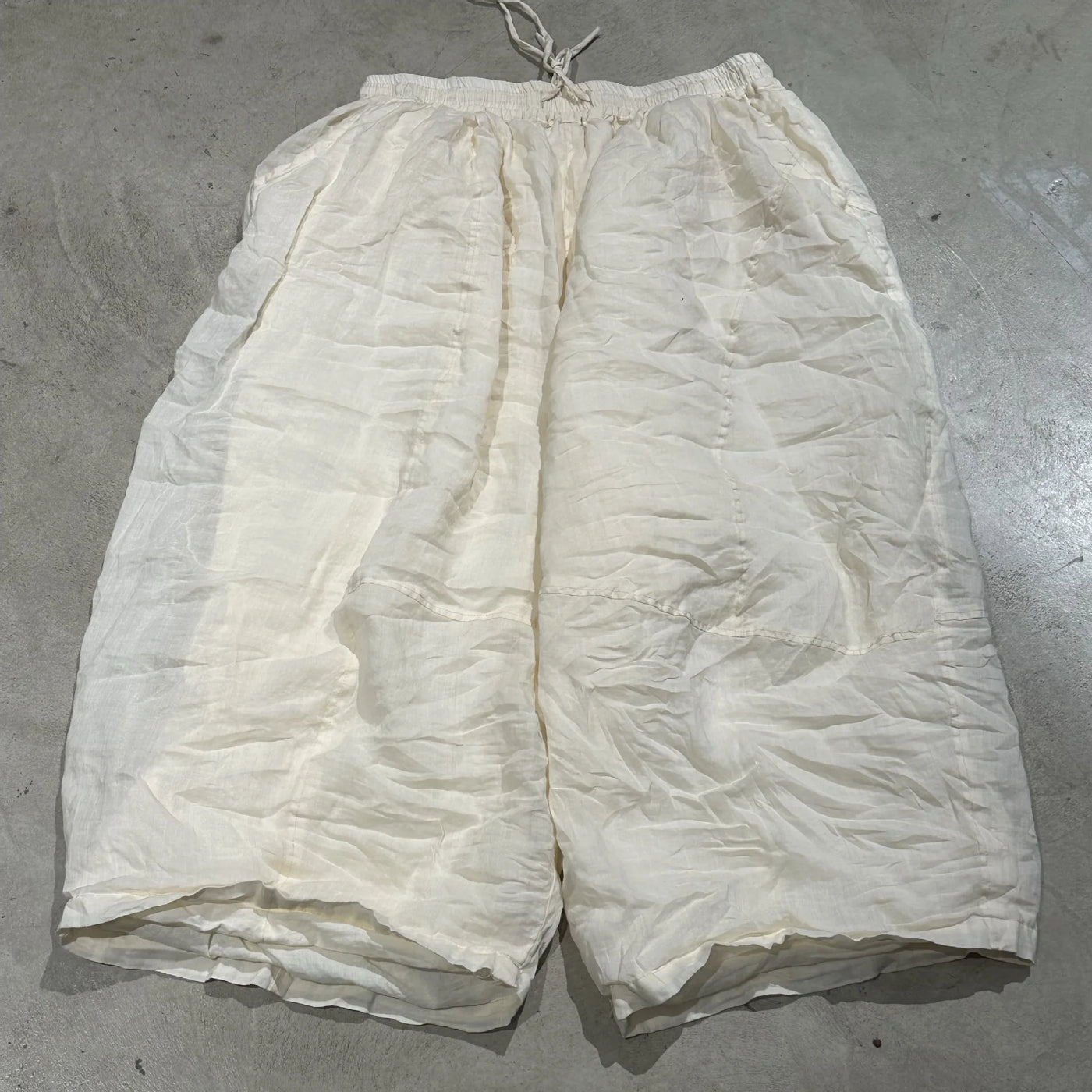 Women Wide Leg New 2025 Spring Summer Double Layer Ramie Pants Elastic Waist Ladies Retro Free Trousers High Quality Original