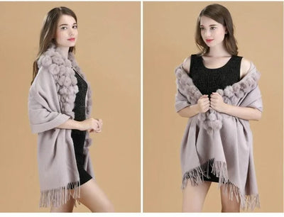 Winter Thick  Genuine Rabbit Fur Scarf for Women