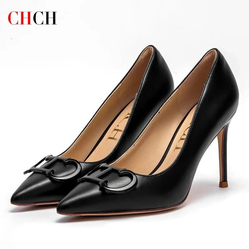Women's Pointed Metal Buckle High Heels | Party | Carnival |Women's Shoes 9cm