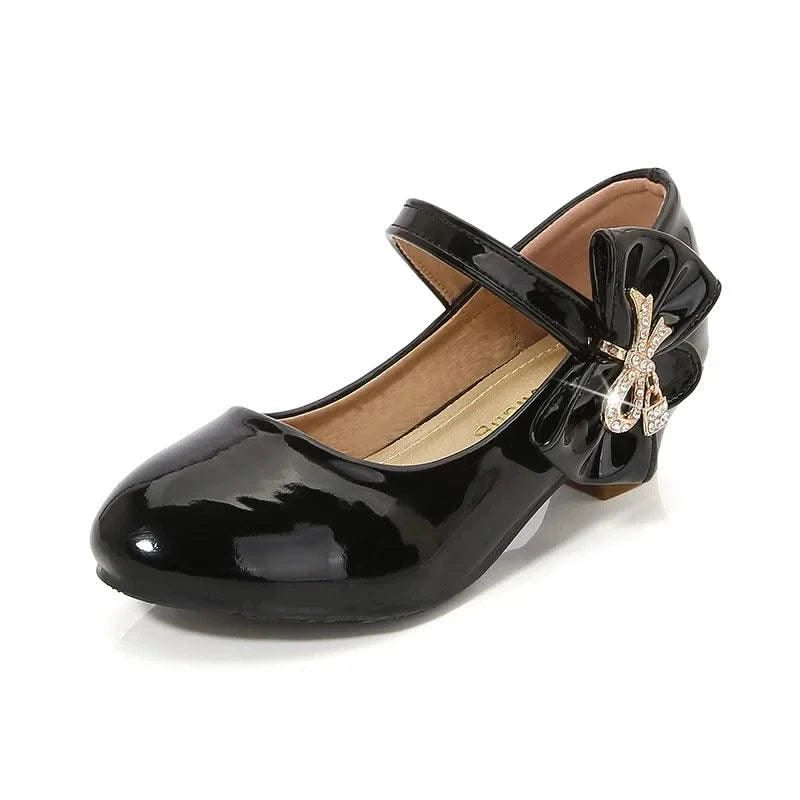 Children's Leather High Heels Shoes | Casual Soft Bottom Footwear Kids
