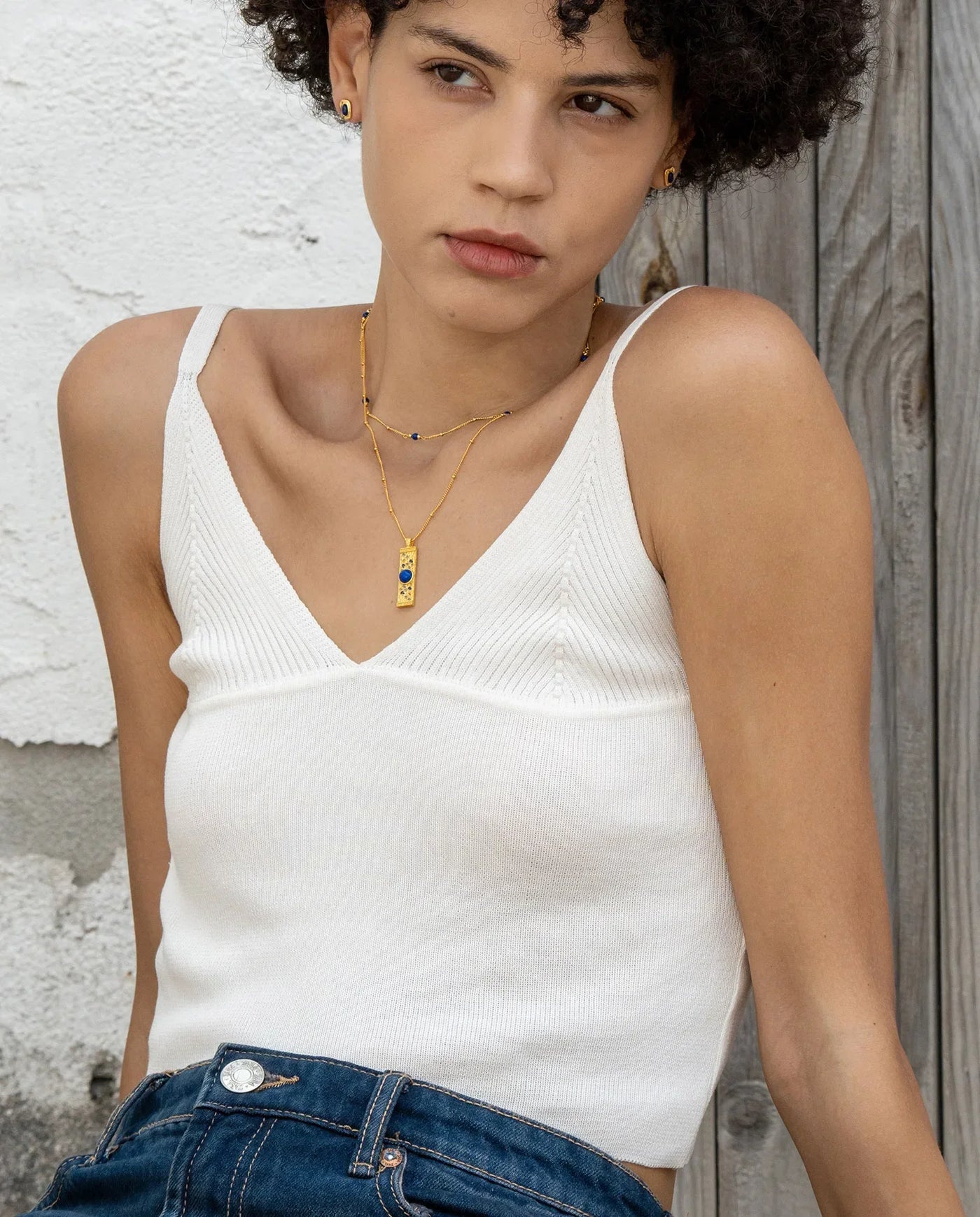 Lapis Lazuli CZ 925 Silver Gold Plated Hammered Bar Pendant Necklace Women Blue Stone Geometric Trendy Dainty Luxury Necklaces