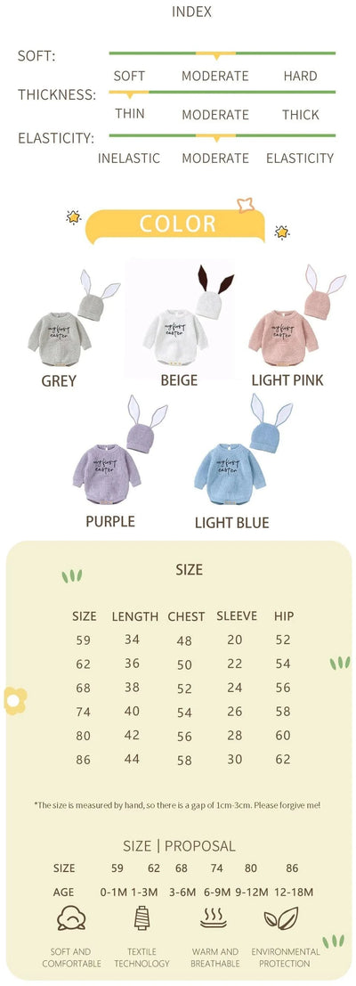 2pcs/Set 0-18m Knitted Jumpsuits Costume| Baby Rabbit Easter Clothes Sets |Cute Hats+ Bodysuits Spring Outfits for Newborn Boy Girl
