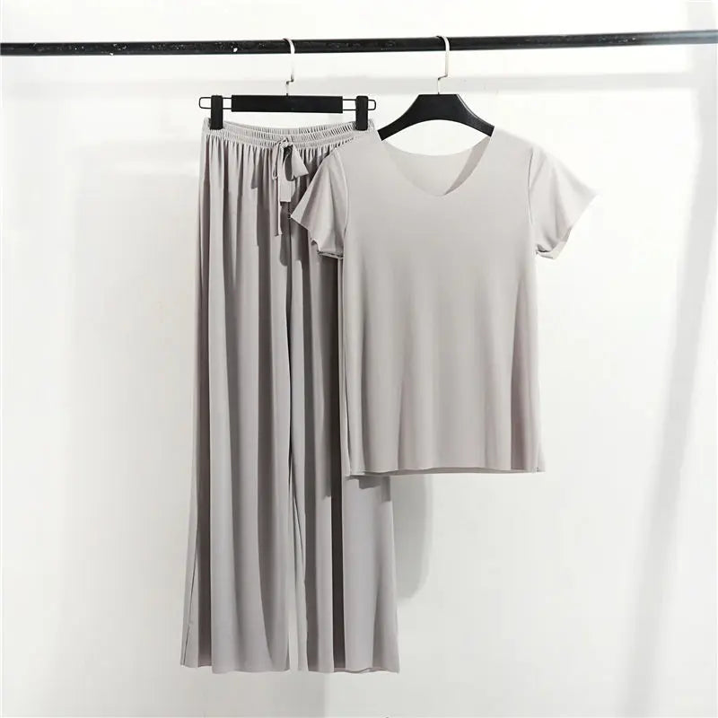 Female Home Clothes 2 Pieces Set Lady Home Suit Summer Women Lounge Wear Autumn Loose Homewear Suit for Women Pajamas Pants Set