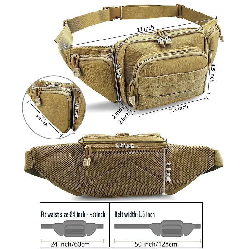 Tactical Waist Pack Nylon Bodypack Hiking Phone Pouch Outdoor Sports Hunting Climbing Camping Belt Bags