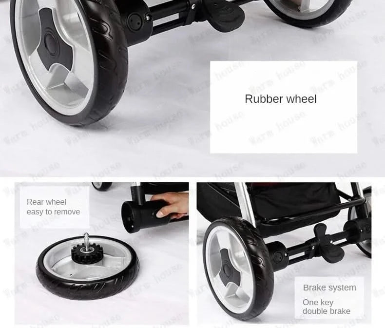 Twin Baby Stroller  Foldable, Two-way  Multifunctional Twin Baby Stroller,High View Baby Stroller Adjustable Armrests