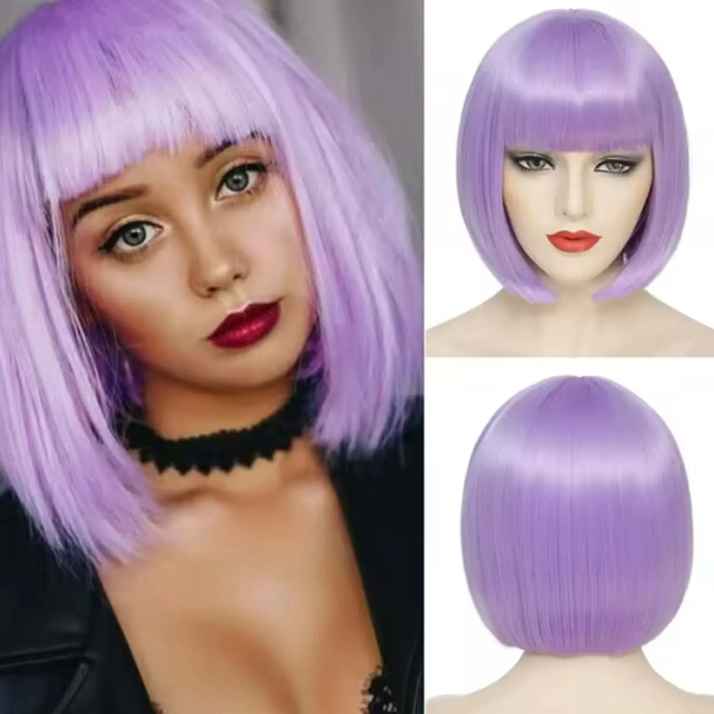 Short Bob Wig with Bangs 12 Inch Short Synthetic Bob Wigs Bangs for Women Natural Looking for Daily Use (Natural Black)
