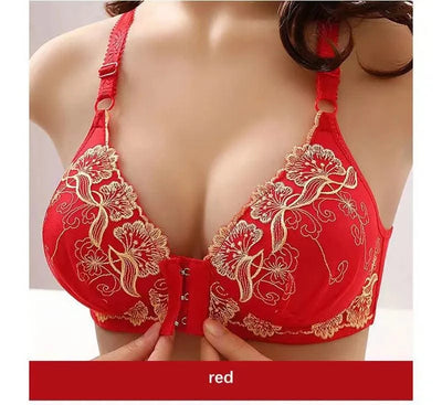 Lace Embroidery Bra Women Front Closure Underwear Wireless Bras Lady Push Up Brassiere Breathable Thin Female Bralette Lingerie