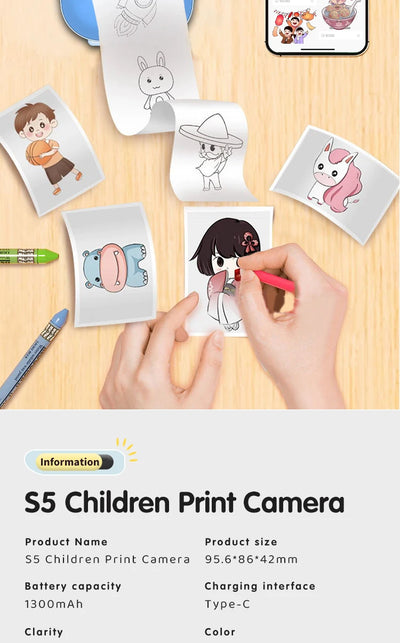 Children Digital Camera Instant Print Toys For Kids Thermal Print Camera HD 1080P Instant Photo Printing Camera Video Toys Gift