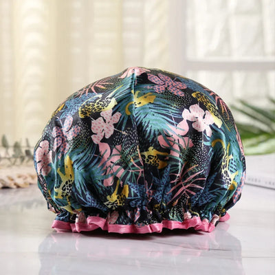 1Pc Thick Waterproof Bath Hat Double Layer Shower Hair Cover Women Supplies Shower Cap Bathroom silk bonnet Satin Bonnets wrap
