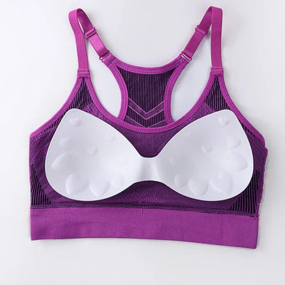 Women Breathable Sports Bra Absorb Sweat Shockproof Padded Gym Running Fitness Double Layer Seamless Yoga Sports Bra Underwear
