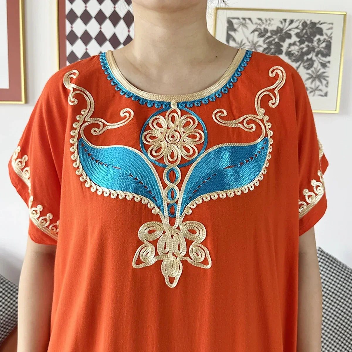 New Dubai Lady Party Summer Solid Cotton Dress with Scarfs African Dashiki Women Maxi Cotton Embroider Loose Vestidos