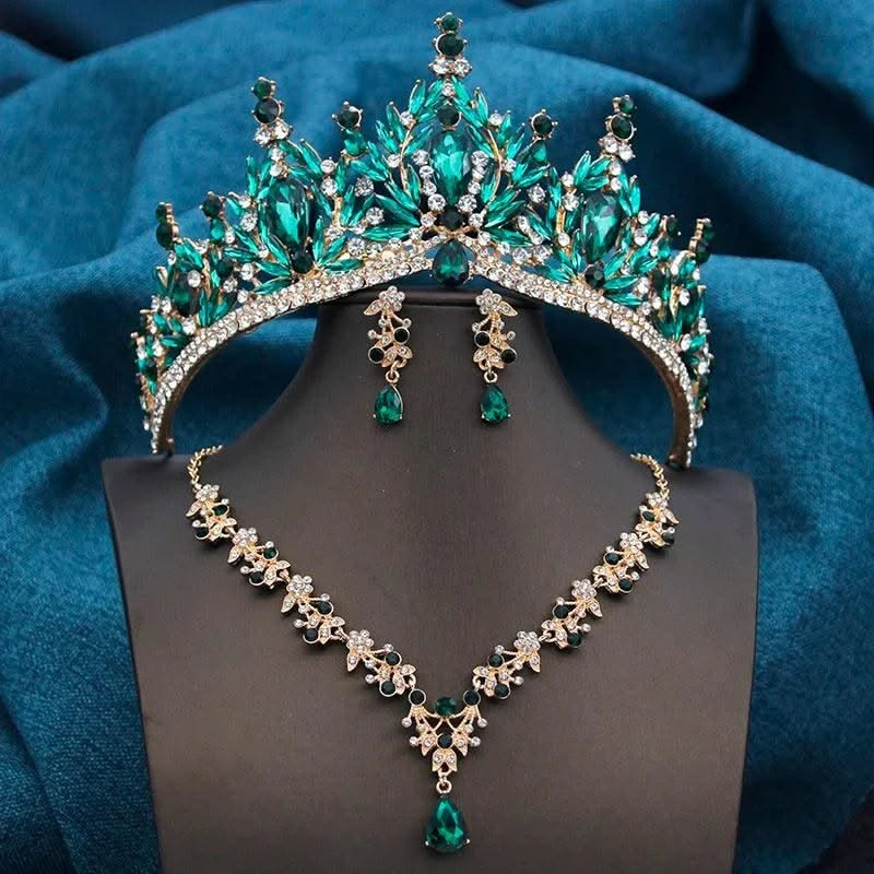 Wedding Tiaras, Bridal Set Costume Accessories, Jewellery Sets for Women 3 Pcs Necklace, Earrings and Crown