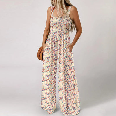 Summer Sexy Sling Jumpsuits Women'S Fashion Printed Loose Pencil Pants Casual Streetwear Elegant Party Female Spaghetti Rompers
