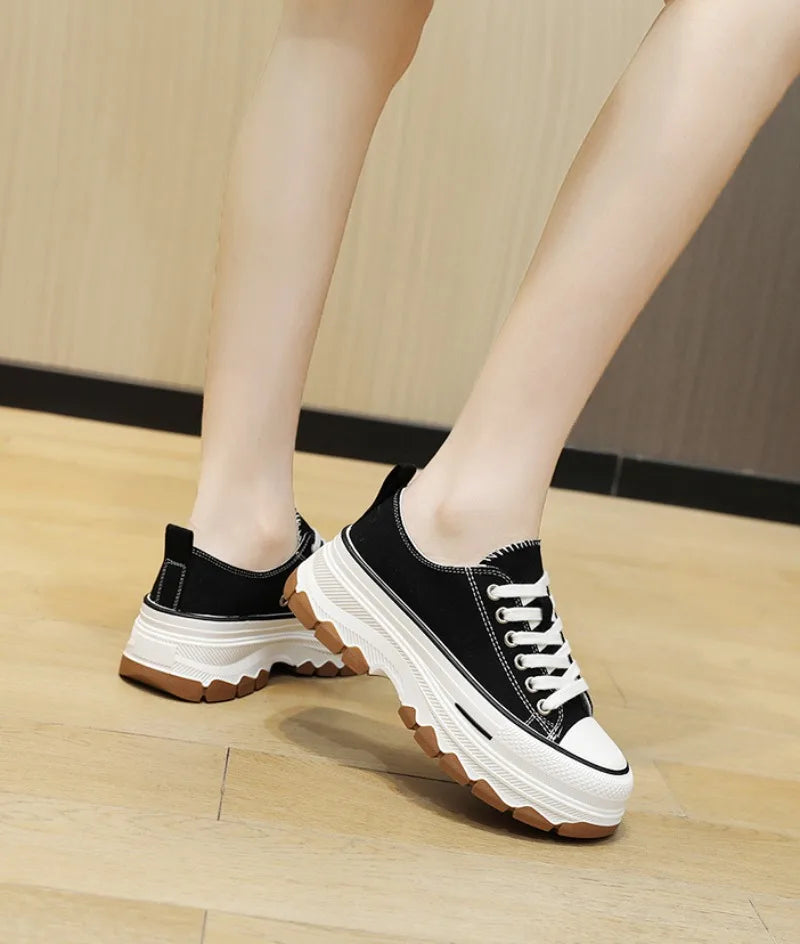Fashion Designer Women Canvas Shoes Summer New High Platform Sneakers Female Casual Tennis Shoe Increase All-match Zapatos Mujer