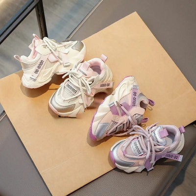Children's Sports Shoes 2024 Spring and Autumn New Girls Fashion Casual Wear-Resistant Student Mesh Breathable Running Shoes