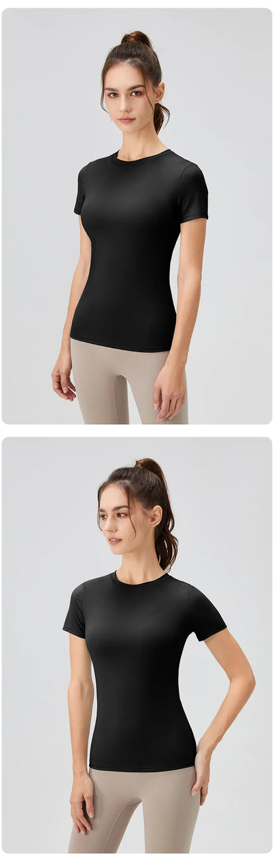 2024 Women Sports Shirt Tight Yoga top Quick Dry Gym Top Outdoor Short Sleeve Running Sportswear Women T-shirts - Elanique
