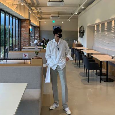 Oversized Casual Jacket Trendy Loose Shirt Men's Long-Sleeved Shirt Spring and Summer Brown TOP