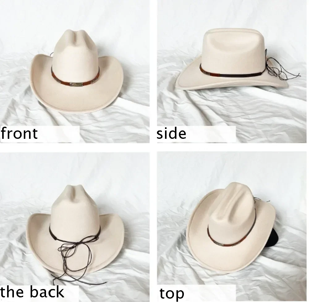 Men's Western Women's Cowboy Hat Army Green Men's Women's Cowboy Jazz Hat Wide Brim Felt Fedora Sombrero Hombre