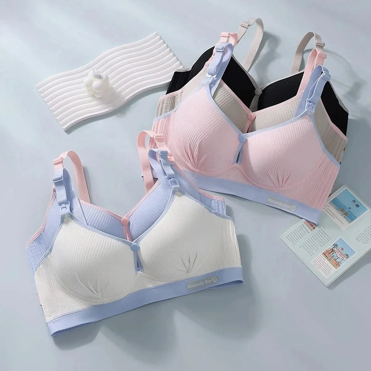 All-season Maternity Bra For Pregnant Women Breast-lifting Anti-sagging Front-opening Design For Breastfeeding Made  Pure Cotton