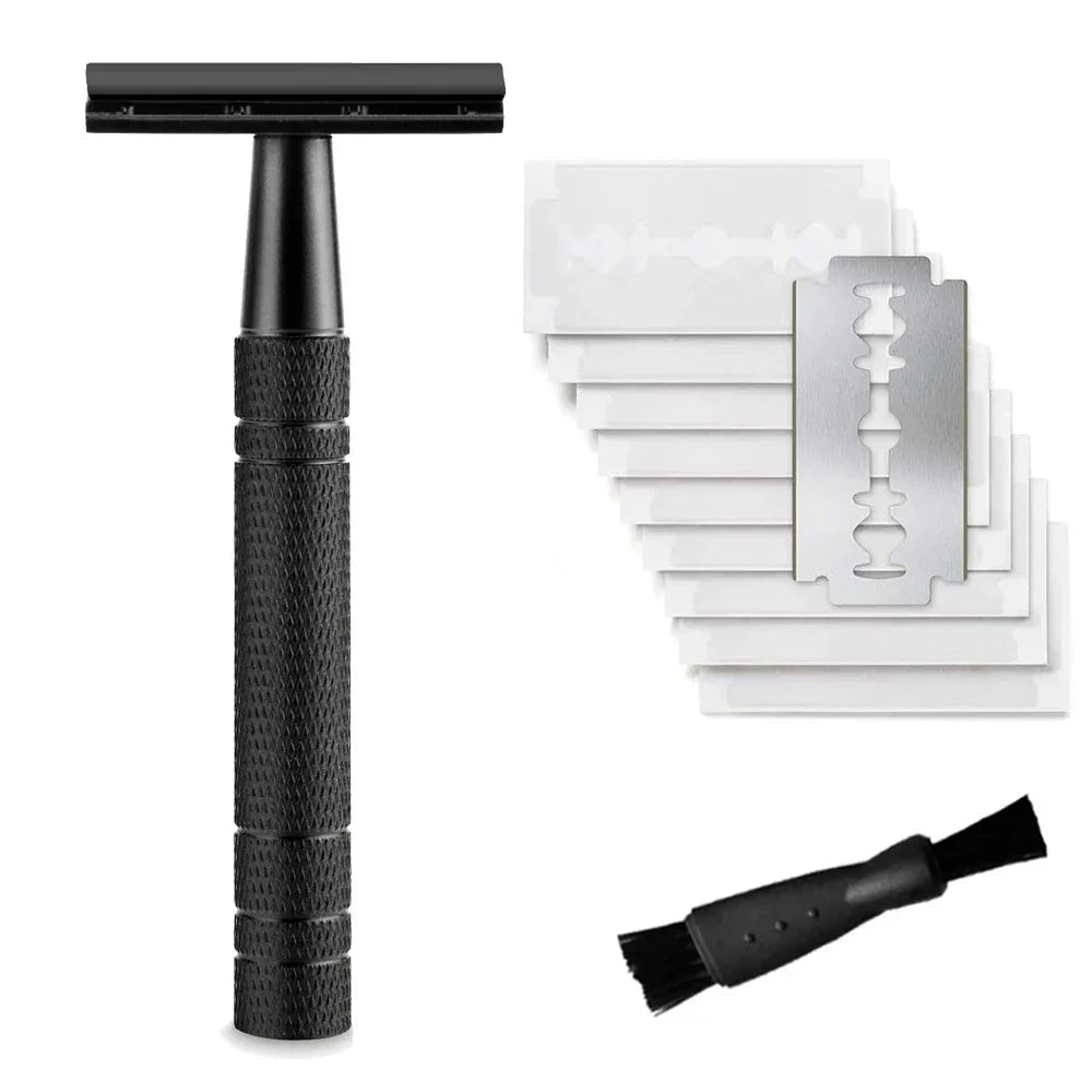 Double Edge Safety Razor for Women, with 10 pcs Safety Razor Blades Single Blade Razor Reusable Travel Essentials Women Razor