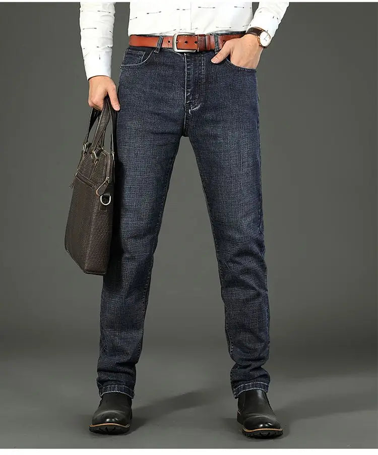 Classic Business Casual Jeans Men 2025 New Fashion Retro Slim Stretch Denim Trousers Male High Quality Luxury Pants Men Clothing
