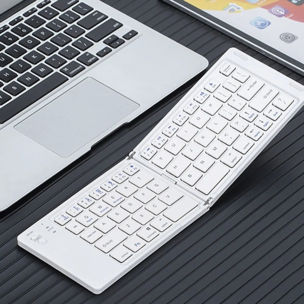 Mini Wireless Folding Keyboard Slim Design Lightweight Bluetooth Keyboard Portable Rechargeable Foldable Keyboard Notebook