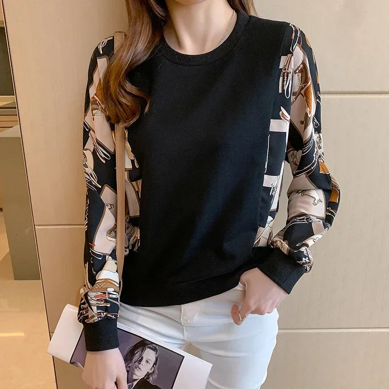 New Spring women Sweatshirts fashion patchwork Hoodies causal Sweatshirt Tops
