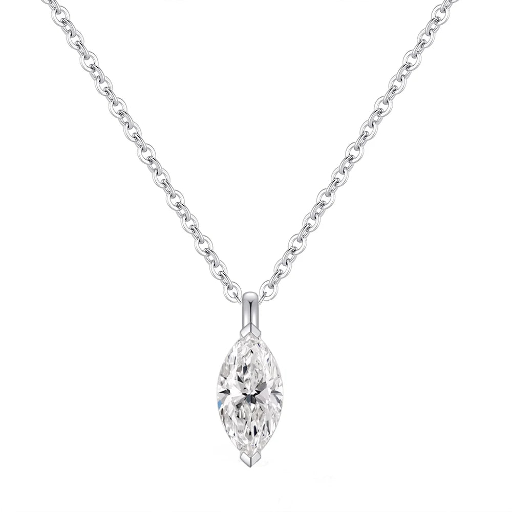 1CT 2CT Solitaire Pear Cut Moissanite Diamond Pendant Necklace for Women 100% 925 Sterling Silver Droplet Necklaces Jewelry GRA