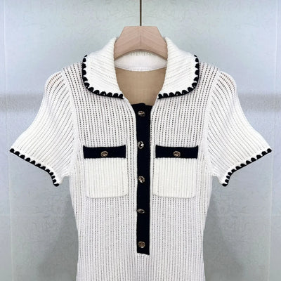 White Knitted Dress Women 2024 Summer New Style Elegant mini Dresses 5240114